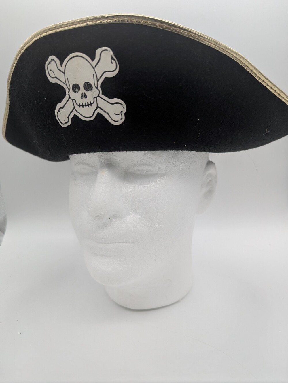 Nice Vintage Pirate Hat Skull 'n Crossbones Gold Trim